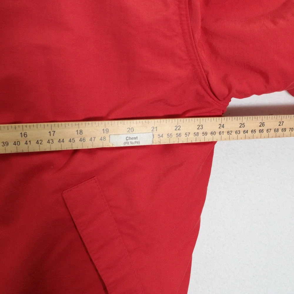 VTG J Crew Oarsman Jacket Fleece Lined Nylon 90s Red USA Men Medium